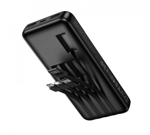 Зовнішній акумулятор HOCO J163 Wonderful power bank with 4 cables(10000mAh) Black (6942007664578)