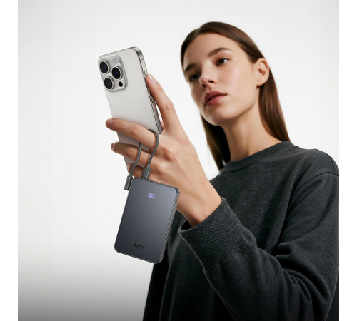 Зовнішній акумулятор HOCO J170 Starlight 22.5W+PD20W fully compatible power bank with cable(10000mAh) Metal Gray (6942007672696)