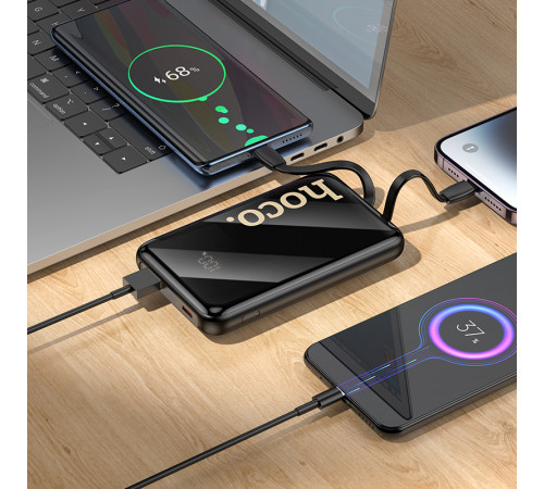 Зовнішній акумулятор HOCO Q37 Graceful 22.5W+PD20W power bank with two cables(10000mAh) Black (6942007644914)