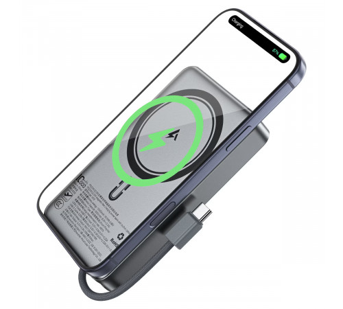 Зовнішній акумулятор ACEFAST M18-10000 PD20W/22.5W magnetic fast charging power bank with built-in cable Black (6974316284017)
