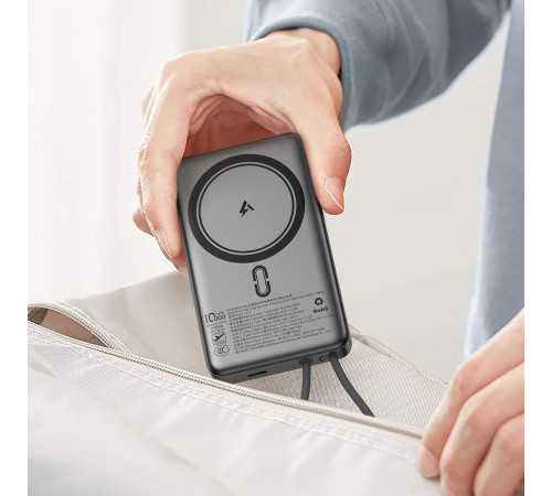 Зовнішній акумулятор ACEFAST M18-10000 PD20W/22.5W magnetic fast charging power bank with built-in cable Black (6974316284017)