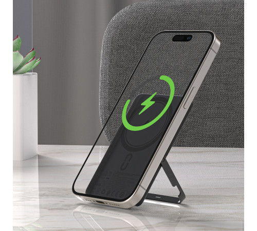 Зовнішній акумулятор ACEFAST M16-5000 PD18W ultra-thin magnetic wireless charging power bank with stand Black (6974316283997)