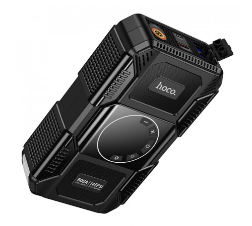 Автомобільний пуско-зарядний пристрій з насосом HOCO QS6 Clever Intelligent air pump+emergency start-up power bank(8000mAh) Black (6942007673013)