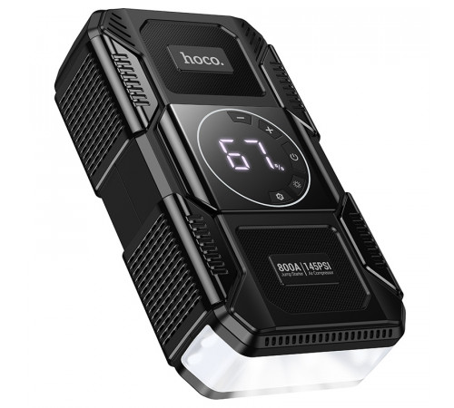 Автомобільний пуско-зарядний пристрій з насосом HOCO QS6 Clever Intelligent air pump+emergency start-up power bank(8000mAh) Black (6942007673013)