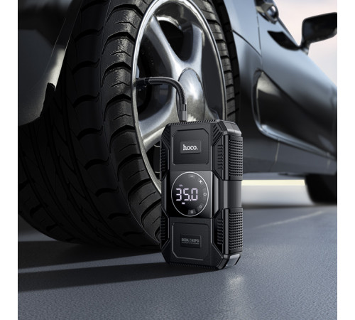 Автомобільний пуско-зарядний пристрій з насосом HOCO QS6 Clever Intelligent air pump+emergency start-up power bank(8000mAh) Black (6942007673013)