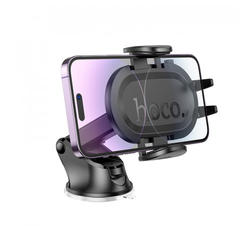 Автотримач для телефона HOCO H54 Brusco ultra-thin push-type car holder(center console) Black (6942007630559)