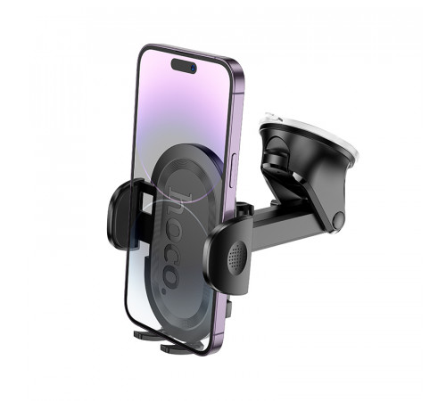 Автотримач для телефона HOCO H54 Brusco ultra-thin push-type car holder(center console) Black (6942007630559)