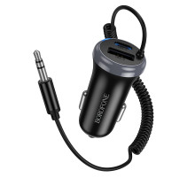 Bluetooth-ресивер BOROFONE BC64 Contento dual-port car BT receiver with built-in cable Black (6941991126567)