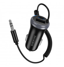 Bluetooth-ресивер BOROFONE BC64 Contento dual-port car BT receiver with built-in cable Black (6941991126567)