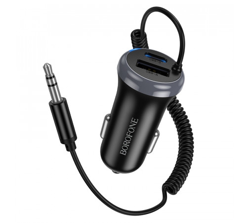 Bluetooth-ресивер BOROFONE BC64 Contento dual-port car BT receiver with built-in cable Black (6941991126567)