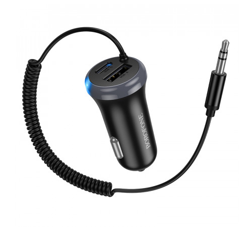Bluetooth-ресивер BOROFONE BC64 Contento dual-port car BT receiver with built-in cable Black (6941991126567)