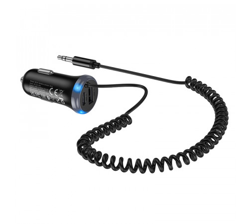 Bluetooth-ресивер BOROFONE BC64 Contento dual-port car BT receiver with built-in cable Black (6941991126567)