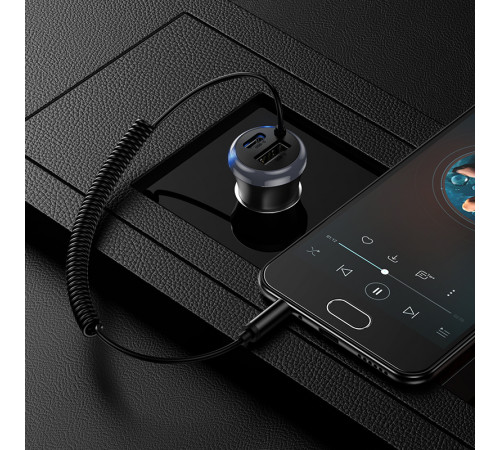 Bluetooth-ресивер BOROFONE BC64 Contento dual-port car BT receiver with built-in cable Black (6941991126567)