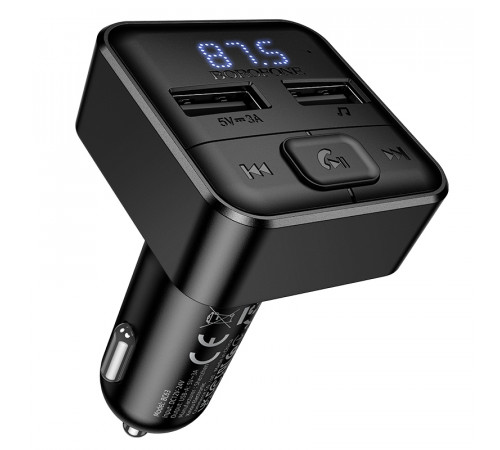 АЗП з FM-модулятором BOROFONE BC63 Selecto car BT FM transmitter Black (6941991126185)