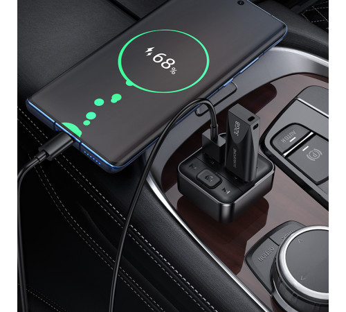 АЗП з FM-модулятором BOROFONE BC63 Selecto car BT FM transmitter Black (6941991126185)