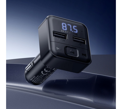 АЗП з FM-модулятором BOROFONE BC63 Selecto car BT FM transmitter Black (6941991126185)