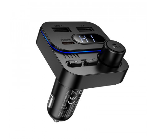 АЗП з FM-модулятором BOROFONE BC61 Ocean 45W(1A1C) car BT FM transmitter Black (6941991125126)