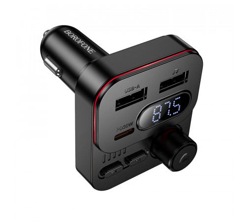 АЗП з FM-модулятором BOROFONE BC61 Ocean 45W(1A1C) car BT FM transmitter Black (6941991125126)