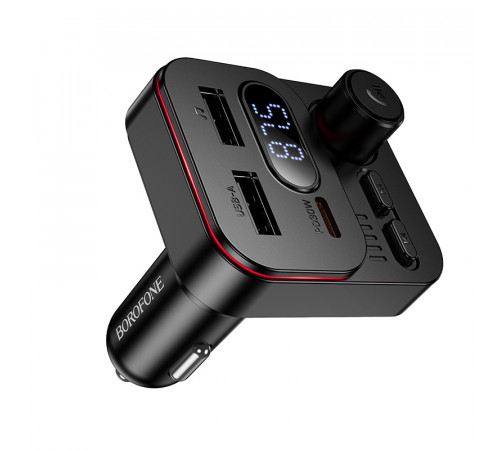 АЗП з FM-модулятором BOROFONE BC61 Ocean 45W(1A1C) car BT FM transmitter Black (6941991125126)