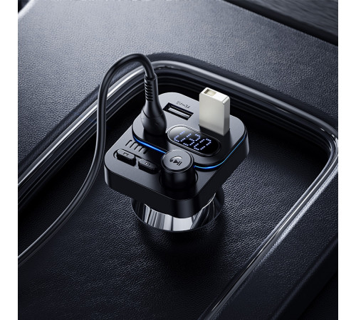 АЗП з FM-модулятором BOROFONE BC61 Ocean 45W(1A1C) car BT FM transmitter Black (6941991125126)