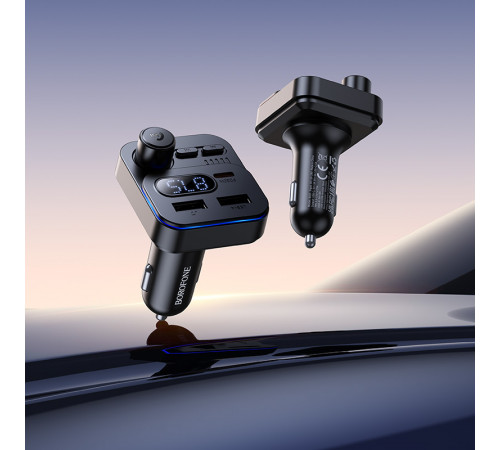 АЗП з FM-модулятором BOROFONE BC61 Ocean 45W(1A1C) car BT FM transmitter Black (6941991125126)