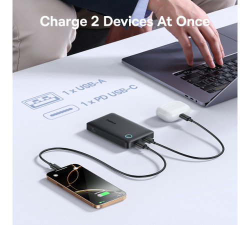 Зовнішній акумулятор Baseus EnerFill FP11 Power Bank 10000mAh 15W Cosmic Black (Includes Simple Type-C to Type-C Cable 20V/3A 30cm Black) (P1008210C123-00)