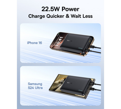 Зовнішній акумулятор Baseus EnerFill FP21 Power Bank 10000mAh 22.5W Cosmic Black (Includes Simple Type-C to Type-C Cable 20V/3A 30cm Black) (P1008210D123-00)