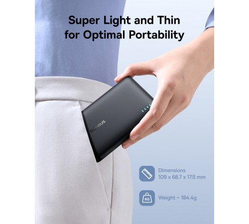 Зовнішній акумулятор Baseus EnerFill FP21 Power Bank 10000mAh 22.5W Cosmic Black (Includes Simple Type-C to Type-C Cable 20V/3A 30cm Black) (P1008210D123-00)