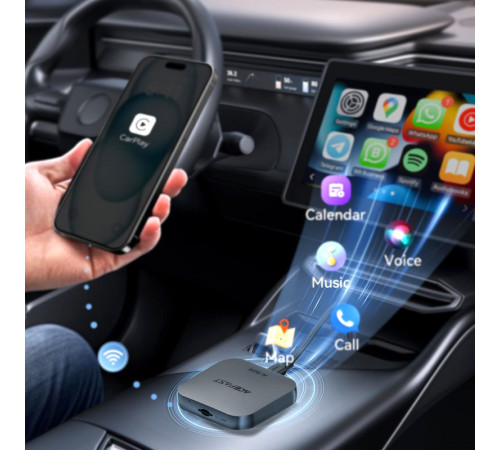 Адаптер ACEFAST QC2 AI Box CarPlay wireless adapter for car Metal Gray (6974316285830)