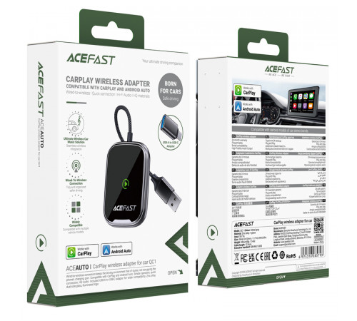 Адаптер ACEFAST QC1 CarPlay wireless adapter for car Metal Gray (6974316285793)