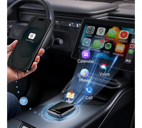 Адаптер ACEFAST QC1 CarPlay wireless adapter for car Metal Gray (6974316285793)