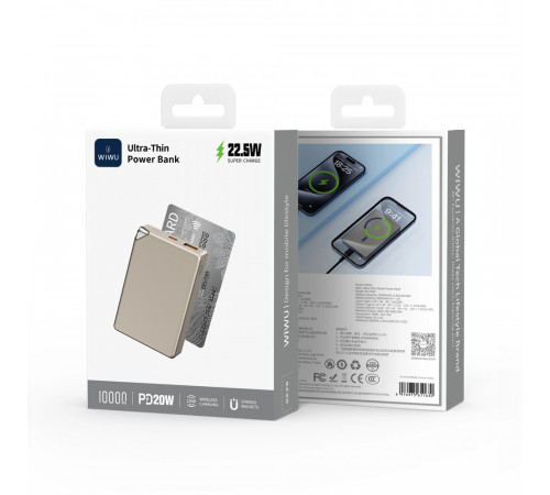 Зовнішній акумулятор WIWU Ultra-Thin Series Power Bank 10000mAh Wi-P020 (3C) Grey (6976975611630)