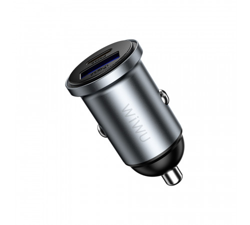 Автомобільний зарядний пристрій WIWU 35W Nano Lite A+C Fast Car Charger Wi-CC030 Gray (6977703656060)