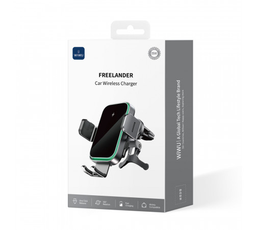 Автотримач для телефона з БЗП WIWU FREELANDER Car Wireless Charger CH-313 Black (6976195097351)
