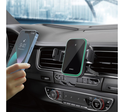 Автотримач для телефона з БЗП WIWU FREELANDER Car Wireless Charger CH-313 Black (6976195097351)