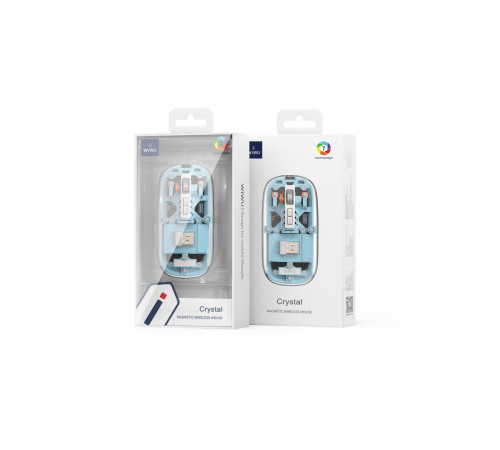 Маніпулятор миша бездротова WIWU Crystal Magnetic Wirless Mouse WM105 (Dual-bluetooth +2.4G three-mode) blue (6976195091090)