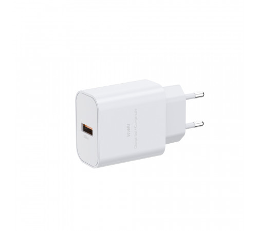 Мережевий зарядний пристрій з кабелем WIWU 2.4A Essen GaN Fast Charger Combo with A-M cable Wi-G023 A-M EU White (6977703655964)