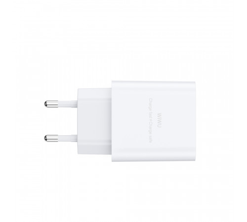 Мережевий зарядний пристрій з кабелем WIWU 2.4A Essen GaN Fast Charger Combo with A-M cable Wi-G023 A-M EU White (6977703655964)