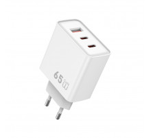 Мережевий зарядний пристрій WIWU 65W Essen GaN Fast Charger 1A+2C Wi-G005 EU White (6977703653755)