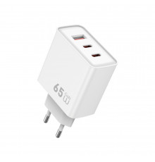 Мережевий зарядний пристрій WIWU 65W Essen GaN Fast Charger 1A+2C Wi-G005 EU White (6977703653755)