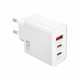 Мережевий зарядний пристрій WIWU 65W Essen GaN Fast Charger 1A+2C Wi-G005 EU White (6977703653755)