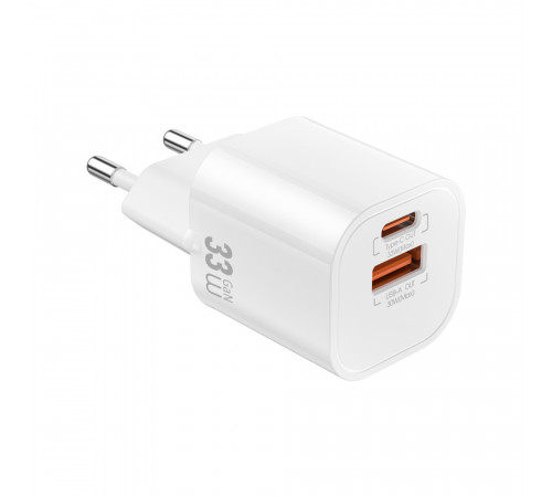 Мережевий зарядний пристрій WIWU 33W Cube GaN Fast Charger A+C Wi-G017 EU White (6977703655025)