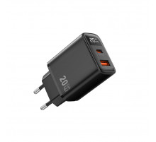 Мережевий зарядний пристрій WIWU 20W Firefly GaN Fast Charger 1A+1C with digital display Wi-G009 EU Black (6977703654035)