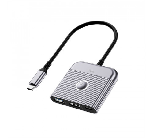 USB-Hub WIWU Traveling 3in1 USB C hub Wi-HB002 Gray (6976975616437)