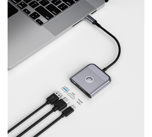 USB-Hub WIWU Traveling 3in1 USB C hub Wi-HB002 Gray (6976975616437)