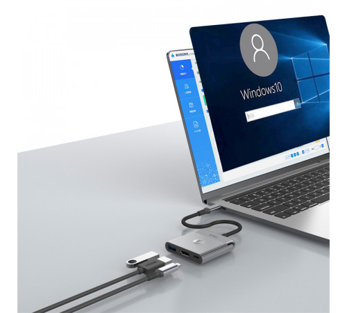 USB-Hub WIWU Traveling 3in1 USB C hub Wi-HB002 Gray (6976975616437)