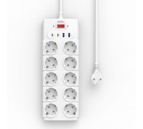 Мережевий подовжувач WIWU 14 in 1 20W GaN Power Strip 2C+2A+10AC Wi-S008 EU (2 m) White (6977703656268)