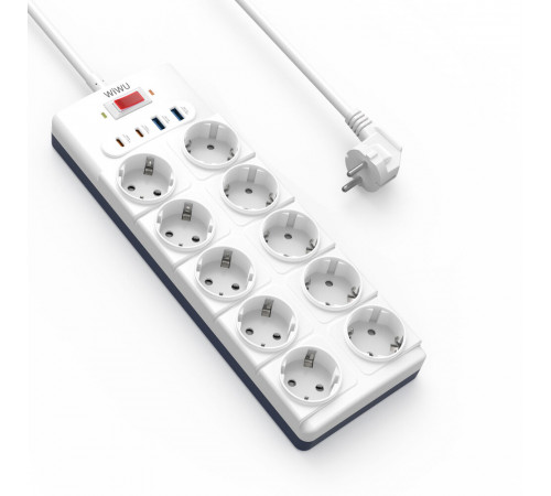Мережевий подовжувач WIWU 14 in 1 20W GaN Power Strip 2C+2A+10AC Wi-S008 EU (2 m) White (6977703656268)