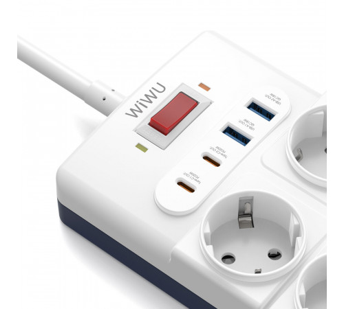 Мережевий подовжувач WIWU 14 in 1 20W GaN Power Strip 2C+2A+10AC Wi-S008 EU (2 m) White (6977703656268)