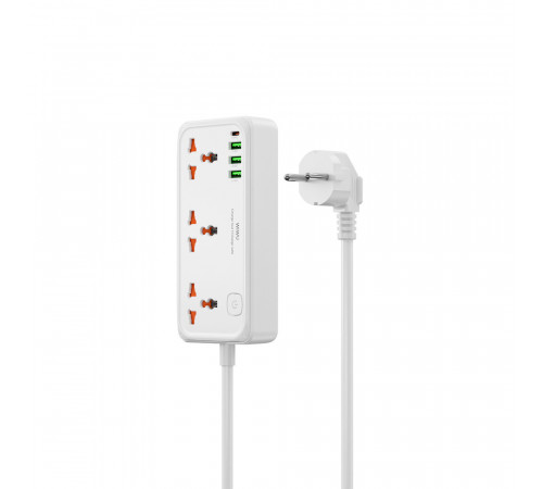 Мережевий подовжувач WIWU 30W Cube Multiple Function GaN Power Strip 1C3A+3 sockets Wi-S005 EU White (6977703654196)